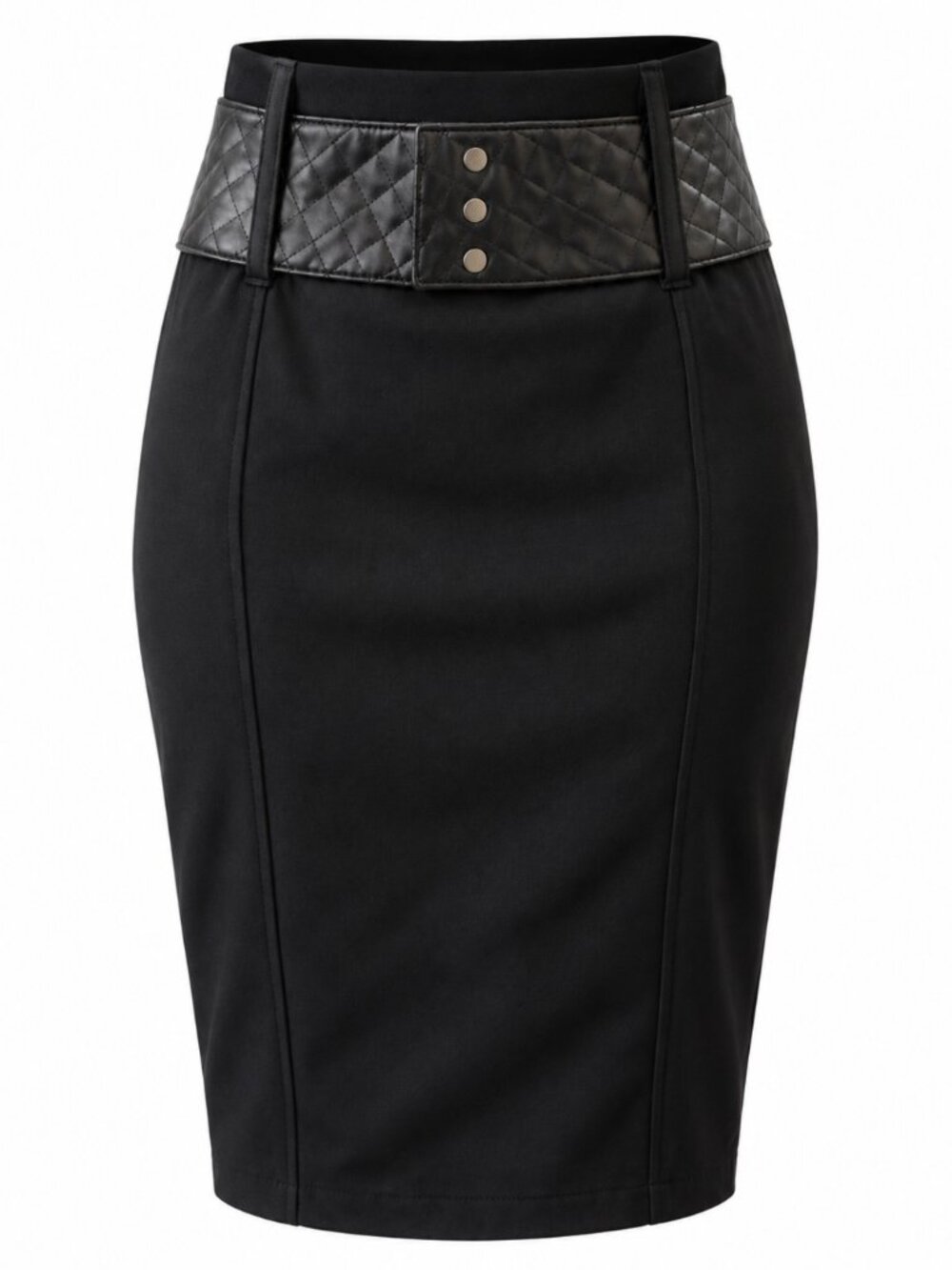 NWT Deadstock Attitude Sears Black Faux Leather Waist Pencil Skirt 10